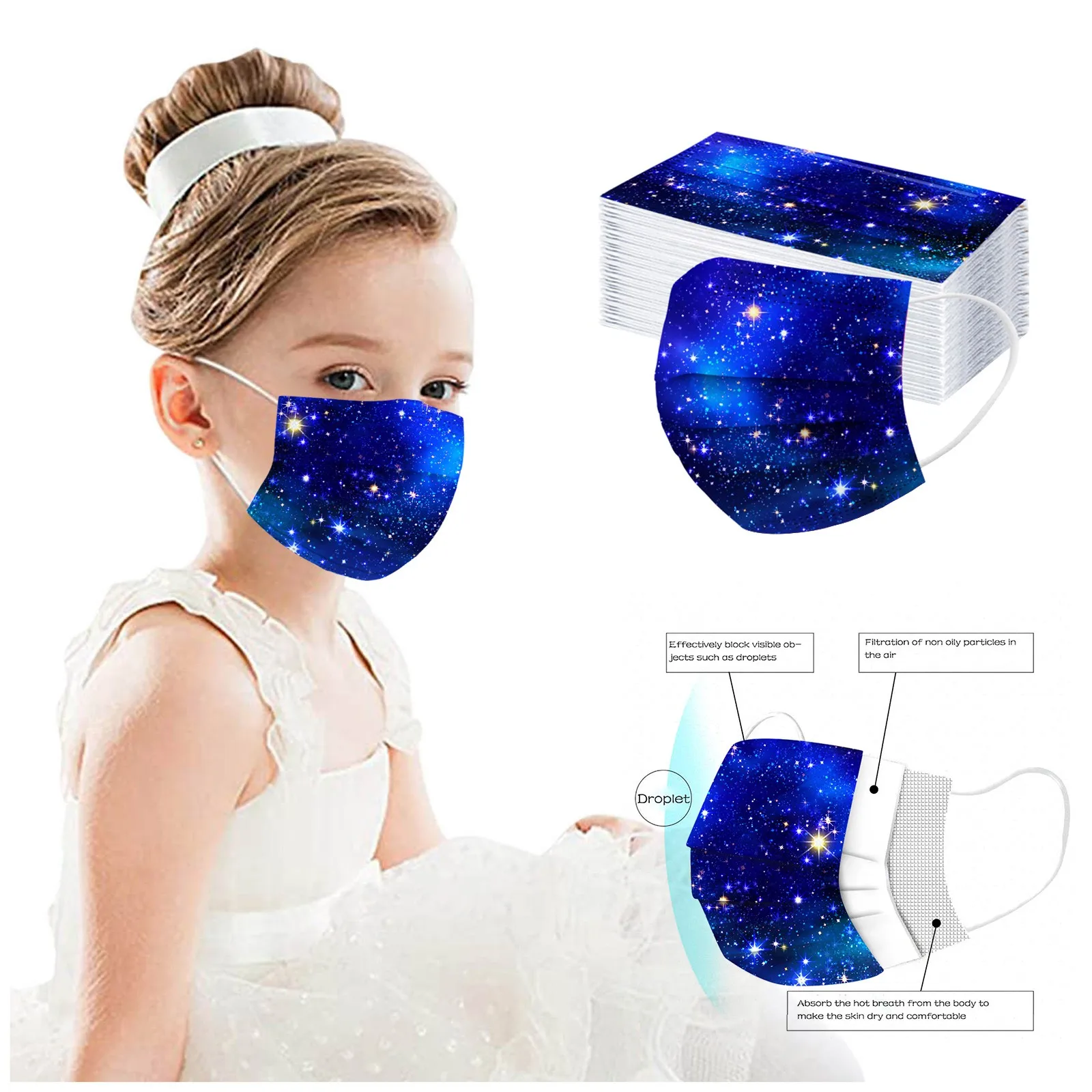 

Disposable Child Kids Face Mask Industrial 3Ply Ear Loop 50PCS