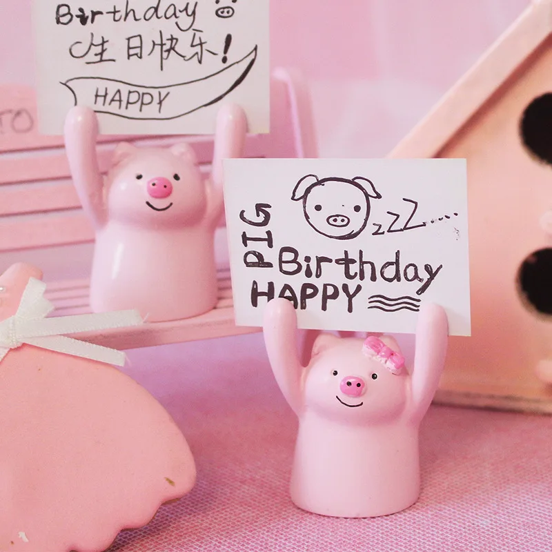 Мультфильм Розовая Свинья Торт Топперы с держателями карт Мини Копилка фигурки