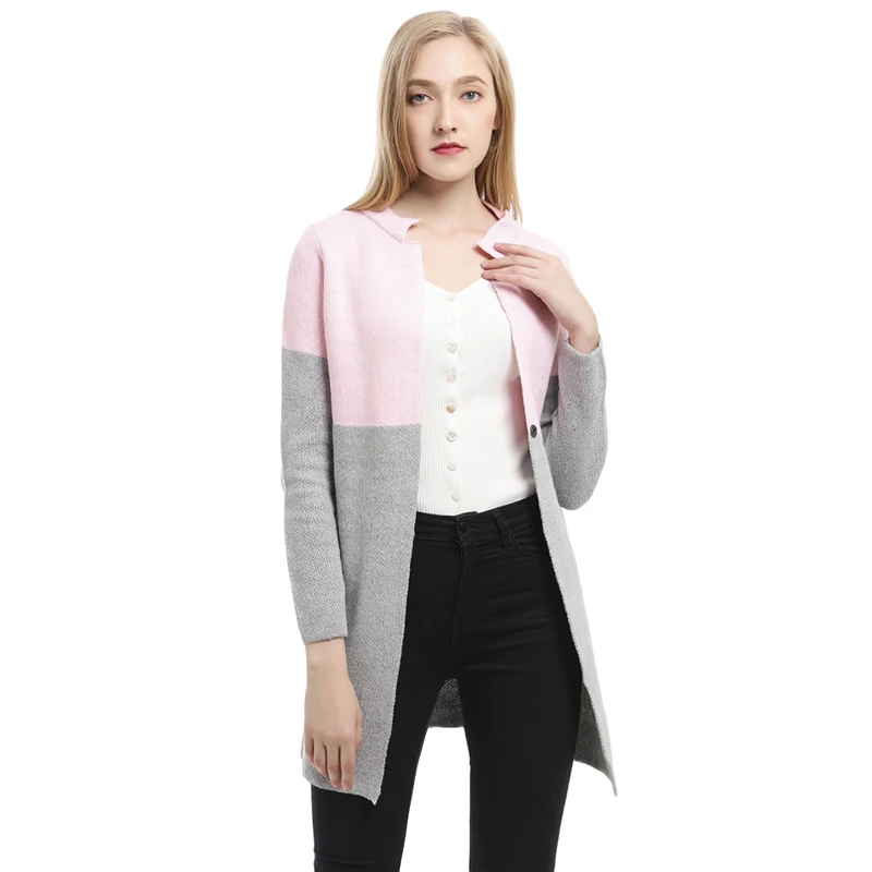 Осень-зима тонкий вязаный свитер с длинным рукавом Модный повседневный длинный