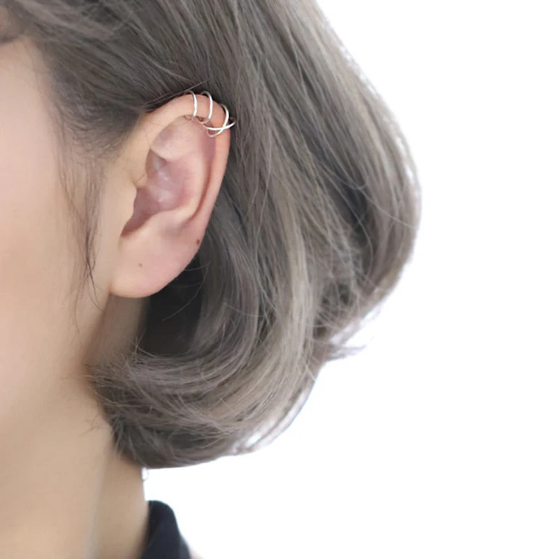 

Real 925 Sterling Silver Ear Cuff Earrings Simple Non-Pierced Cartilage Earrings Ear Cuffs Clip On Earrings for Women Girls