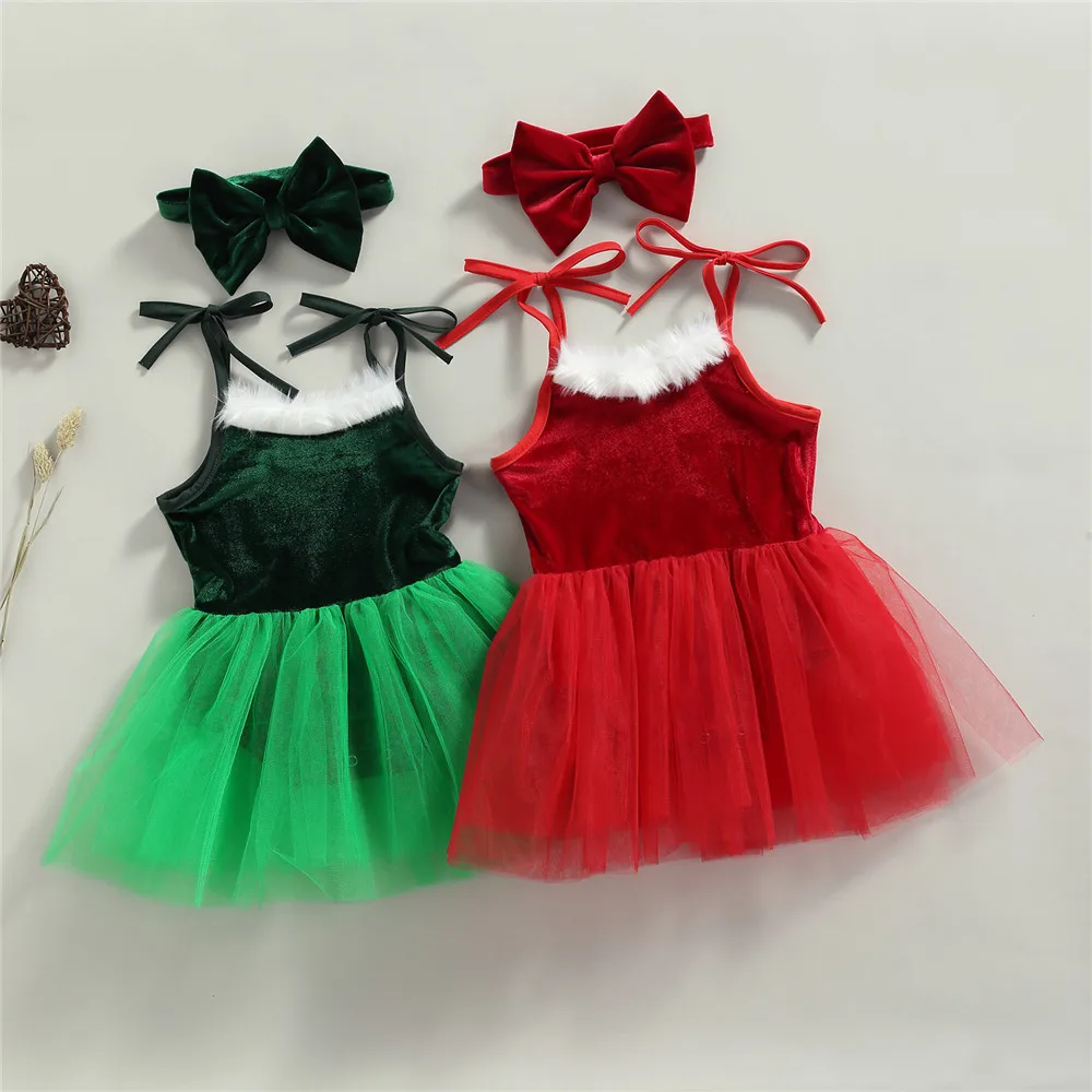 

Комбинезон из фатина, без рукавов, 2 цвета, для маленьких девочек, рождественские боди