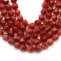 natural grade a faceted red agates gem stone round loose spacer beads strand diy accessories bracelet for jewelry making 15