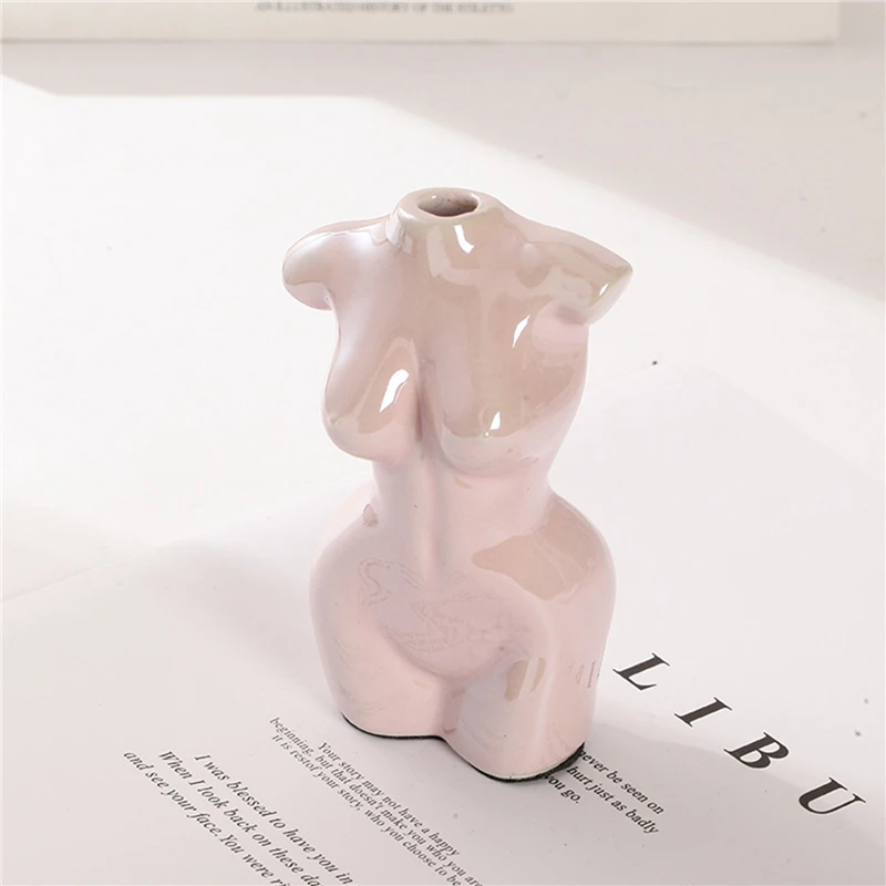 

New Ceramics Vases Body Art Bust Statue Flower Insert Ornaments Frosted Porcelain Crafts Creativity Vase Desk Home Decor Supply