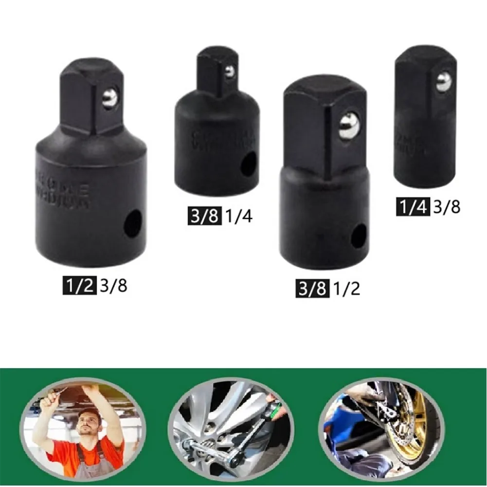 

4pcs 1/4 3/8 1/2 Drive Socket Adapter Converter Reducer Air Impact Socket Reducer Sleeve Wrench Adaptor Joint Converter Repair