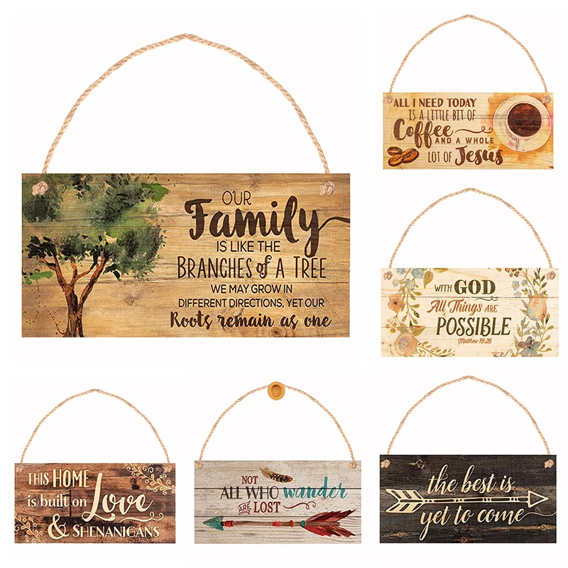 

Wooden Vintage Signs Decor DIY Crafts Pendant Home Door And Window Bar Cafe Decoration Family Wooden Farm House Decor Sign