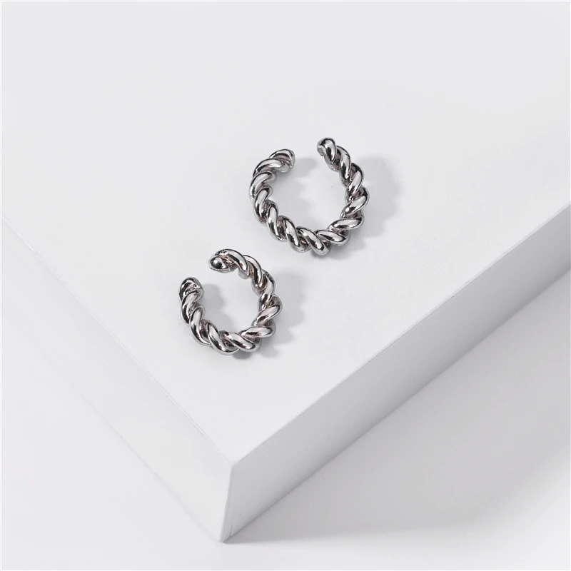 

Joolim Gold & Silver Color Rope Shape Cuff Earring Clip Earring