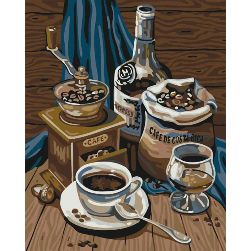 

DIY Painting By Numbers Coffee Landscape Home Decor Unframe Coloring By Numbers Snow Drawing On Canvas Handpainted Gift