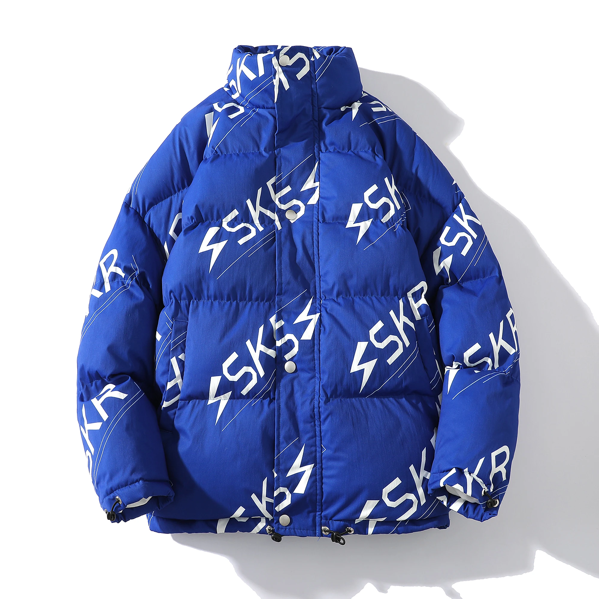 Свободная куртка-пуховик с буквенным принтом для мужчин Зимняя теплая одежда