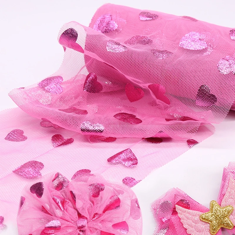 10 ярдов розово-красная лента в форме сердца рулон флокирующей сетки для девочек