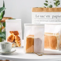 50 pcs baking toast bags self sealing raw packaging curled wire sealing bread transparent open window cotton paper