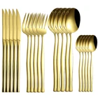 Нержавеющаясталь столовые приборы ложки набор столовый набор матовое золото столовые приборы ножи, вилки и ложки, столовая посуда набор экологичные