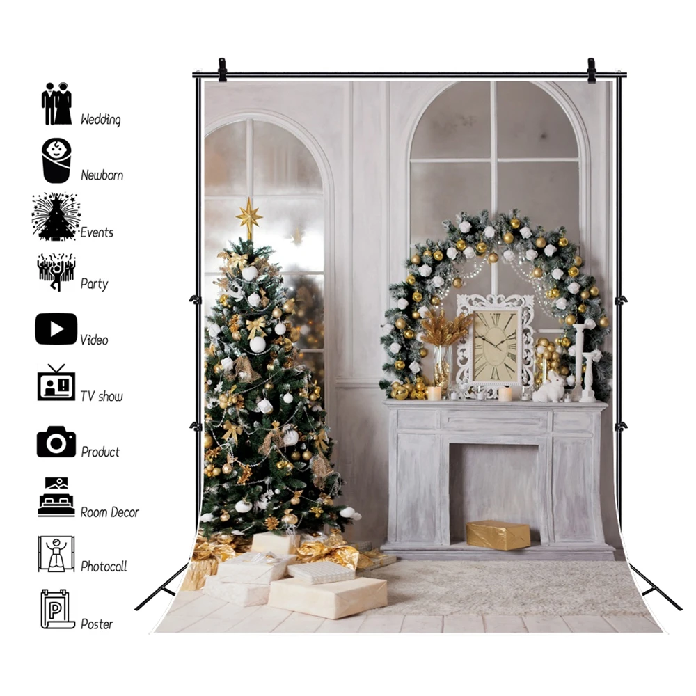 

Yeele Christmas Backdrop For Background Fireplace Tree Gift Winter Baby Child Portrait Interior Photo Photography Photophone