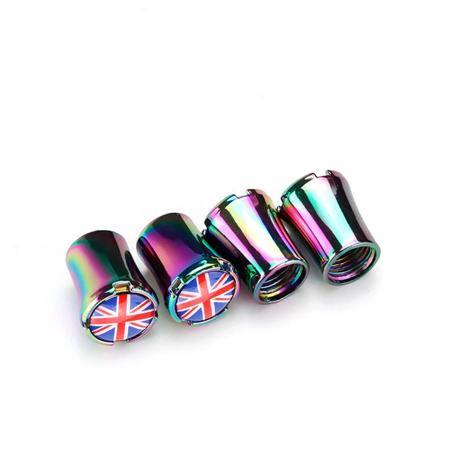 4pcs/set Car Bike Truck Motorcar Wheel Valve Caps Dust Proof United Kingdom Flag Pattern Car Accessories for Chevrolet Curze