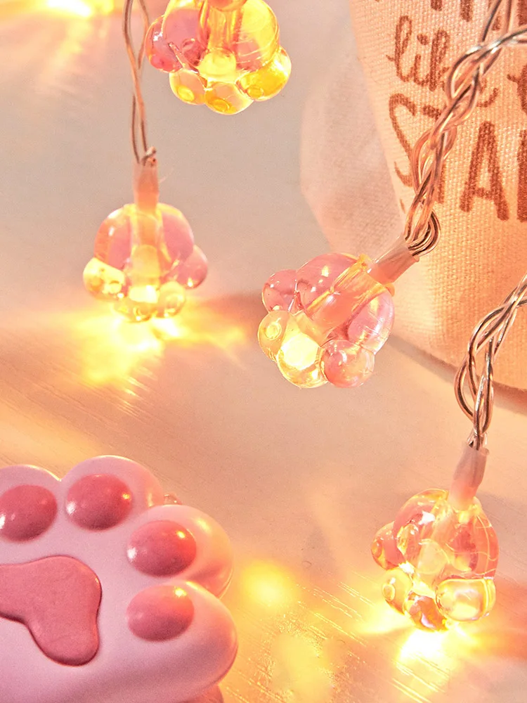 Фея милый розовый кот следы батарея USB разъем гирлянды 3 м светодиодный украшения