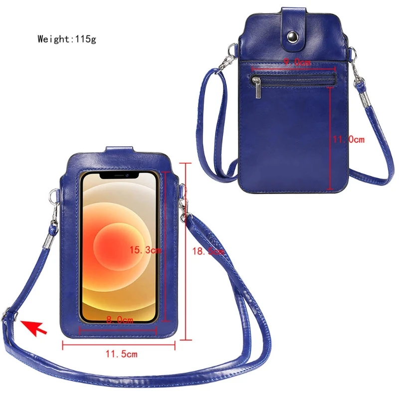 

Mini Crossbody Cell Phone Pouch Purse PU Leather Shoulder Bag with Touch Screen Window