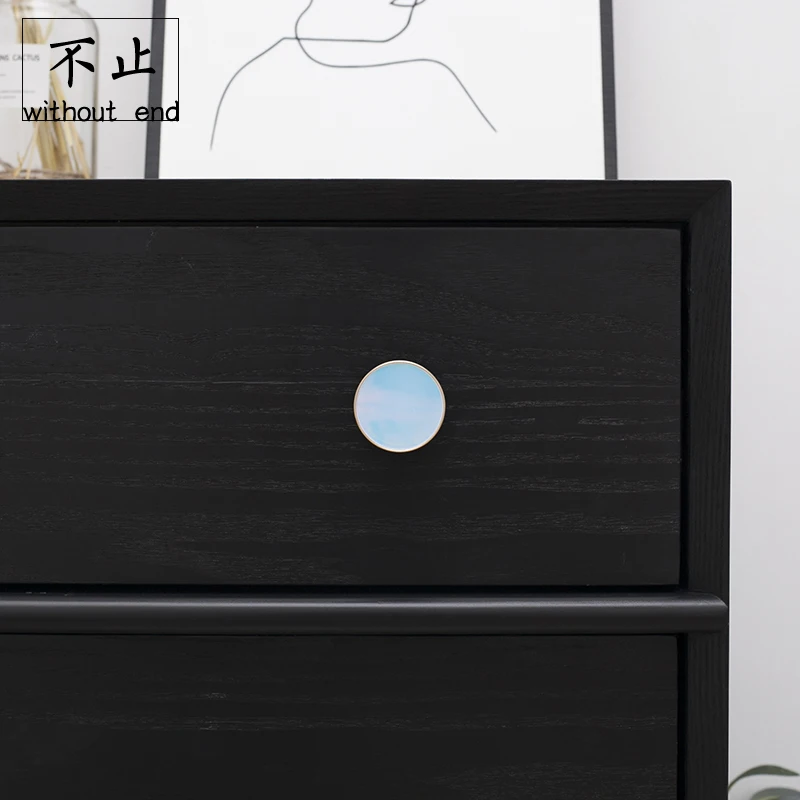 

Nordic furniture Brass Handle minimalist colorful drawer round handle original design simple cabinet door handle small