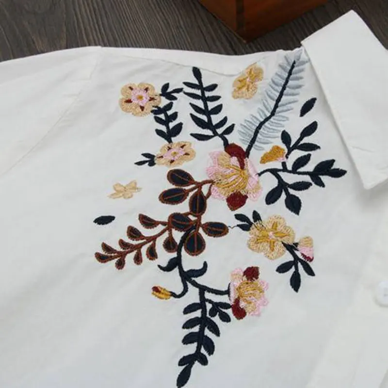 Женская Свободная блузка с длинным рукавом Повседневная белая из 100% хлопка