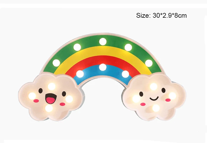 Cute Rainbow Lamp LED Night Light Battery Power Kids Bedroom Lighting Home Party Decor Children Baby Xmas Gift | Лампы и освещение