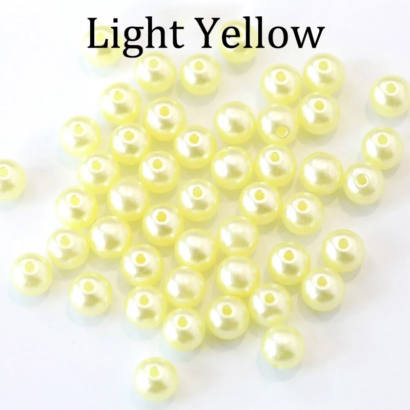 Light Yellow 100 шт./пакет с отверстием из пластика ABS, имитация жемчужные бусины 4/6/8/10/12 мм круглые Пластик круглые акриловые бусины для самостоятельного изготовления ювелирных украшений своими руками - Цвет: Light Yellow