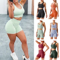 kiwi rata yoga outfit for women seamless 2 piece workout gym yoga shorts high waist seamless leggings with sport bra set