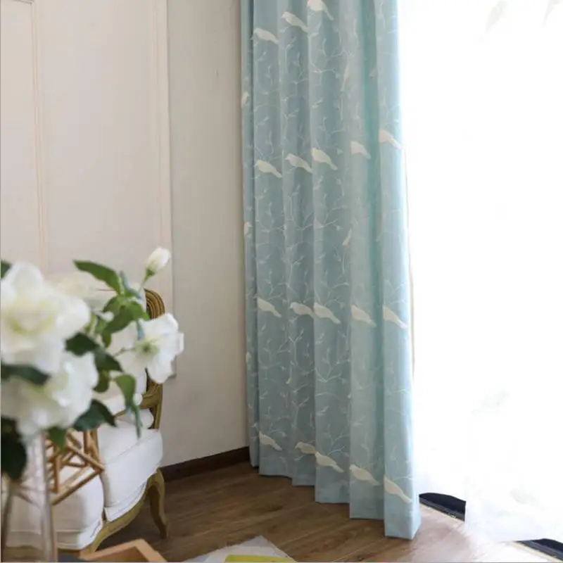 Очаровательные расшитой птицами ткани занавески полиэстер хлопок дети мальчики