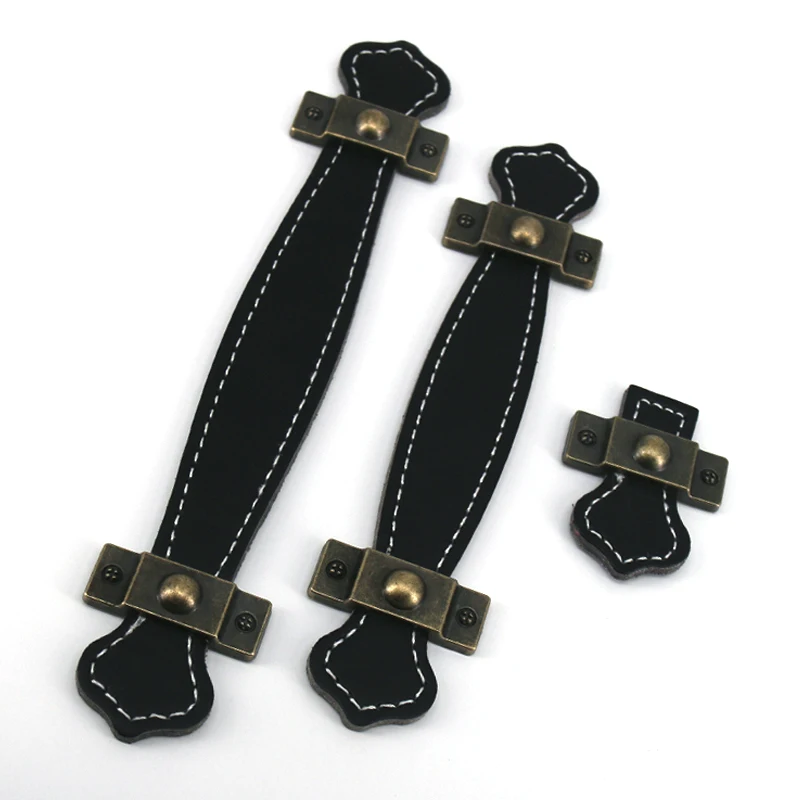 2 шт черные коричневые кожаные дверные ручки для шкафа кухонный шкаф чемоданные