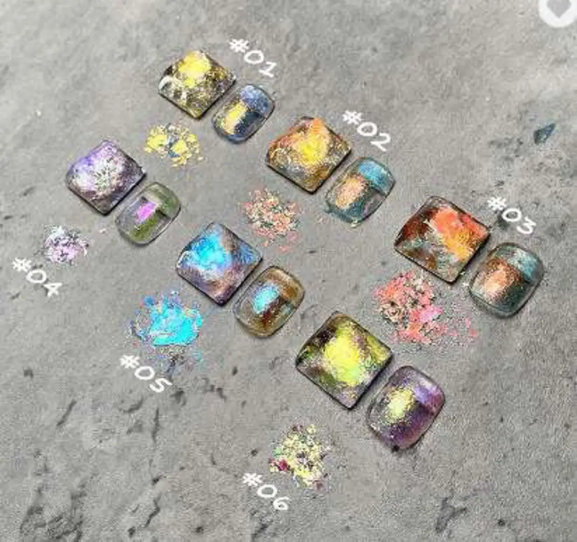 Хамелеон Duochrome чешуйчатый Блестящий зеркальный порошок для дизайна ногтей