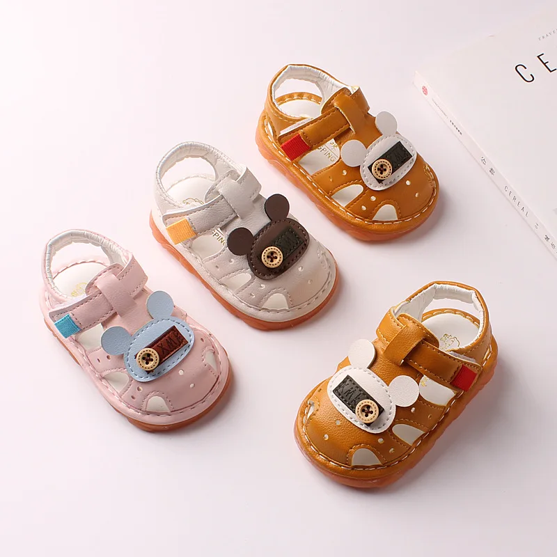 Insole 11.5-13.5cm New Summer Sandals Cute Cartoon Crib Shoes for Baby Girl with Sound |