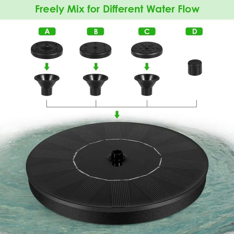 

Solar Fountain Pump Submersible Outdoor Fountain Panel Kit Suitable Small Pond Swimming Pool Lawn Garden Supplies For Bird Bath