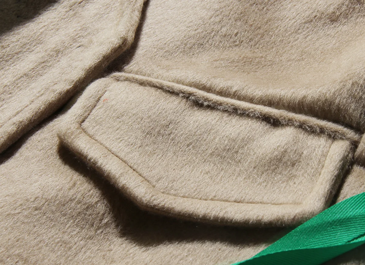 Getspring Women Parka Wool Patchwork Bandage Women Winter Jacket Warm Parka Fashion Winter Color Matching Coat Winter
