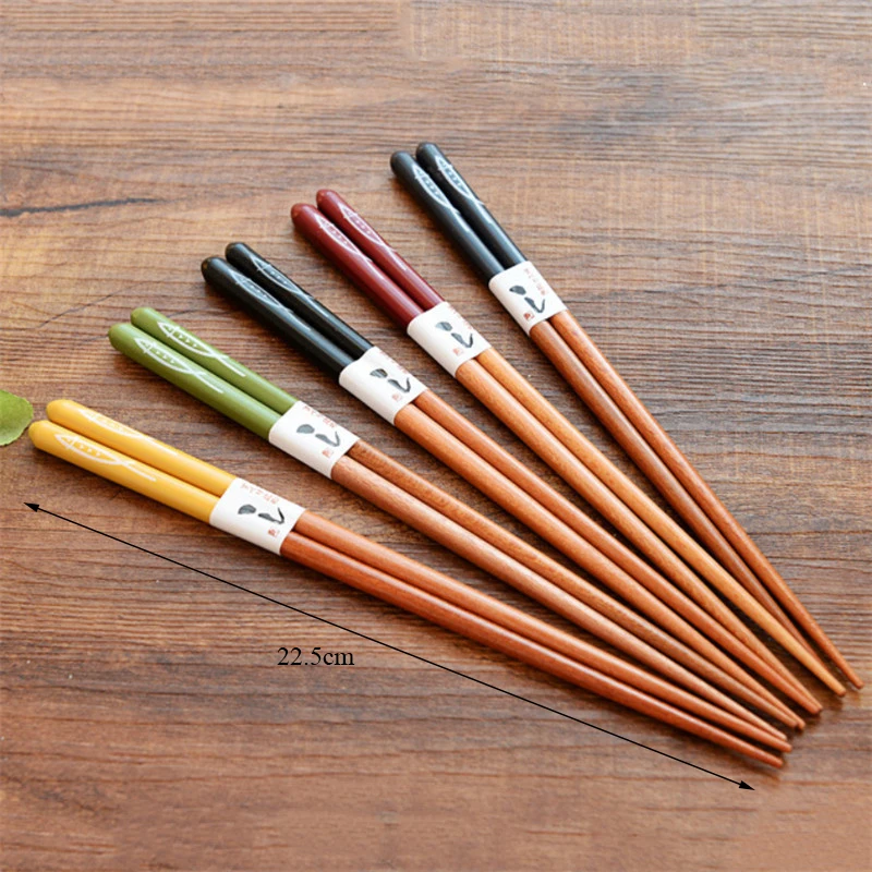 5 пары/компл. Нескользящие многоразовые палочки для еды из натурального бамбука в