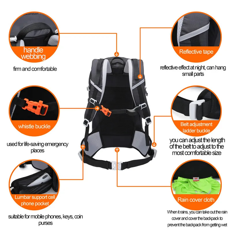 NEVO RHINO водонепроницаемый 40L мужской рюкзак унисекс дорожная сумка походный открытый альпинистский рюкзак для мужчин