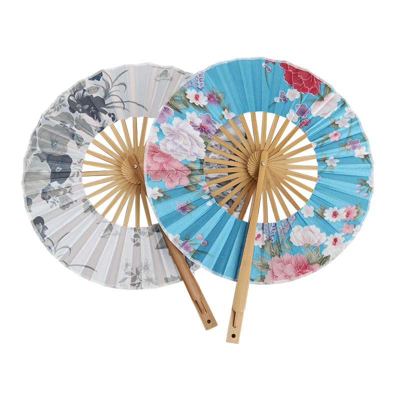 

Japanese Sakura Flower Pocket Folding Hand Fan Round Circle Party Decor Gift Wedding Hand Held Women Photo Prop Tool Art Craft