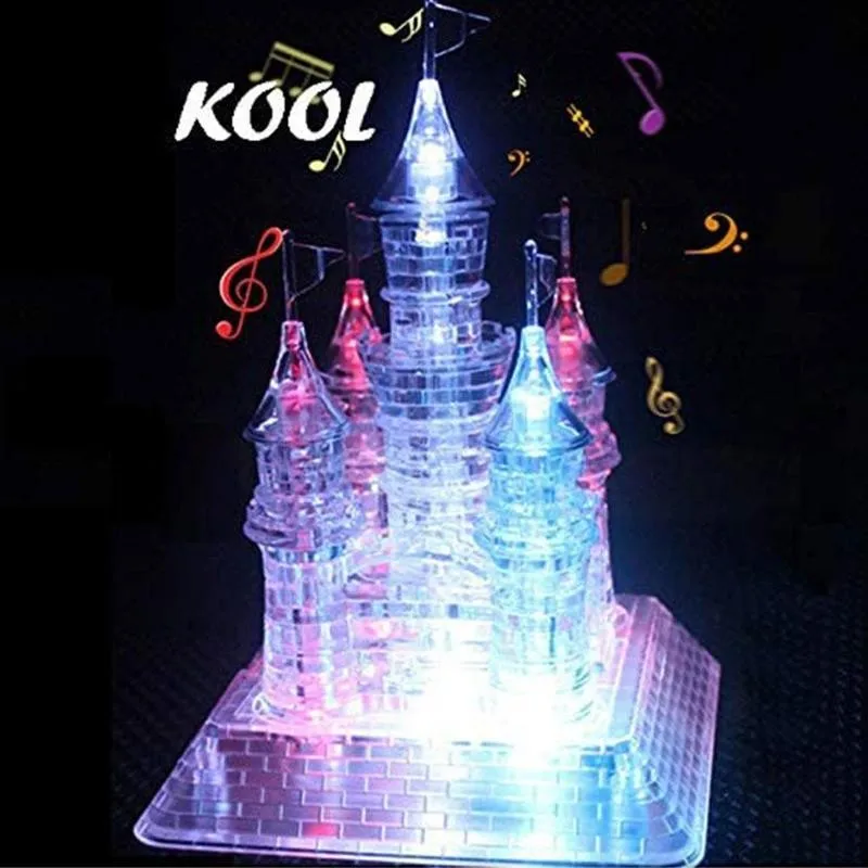 

Crystal Puzzle DIY Beautiful Castle Building 3D Jigsaw Assembled Puzzles with Musical Flashing Light Intelligence Toy Kid Gift