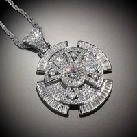 spinner cross pendant necklace 2 colors new arrival aaa zircon mens necklace fashion rap hip hop jewelry