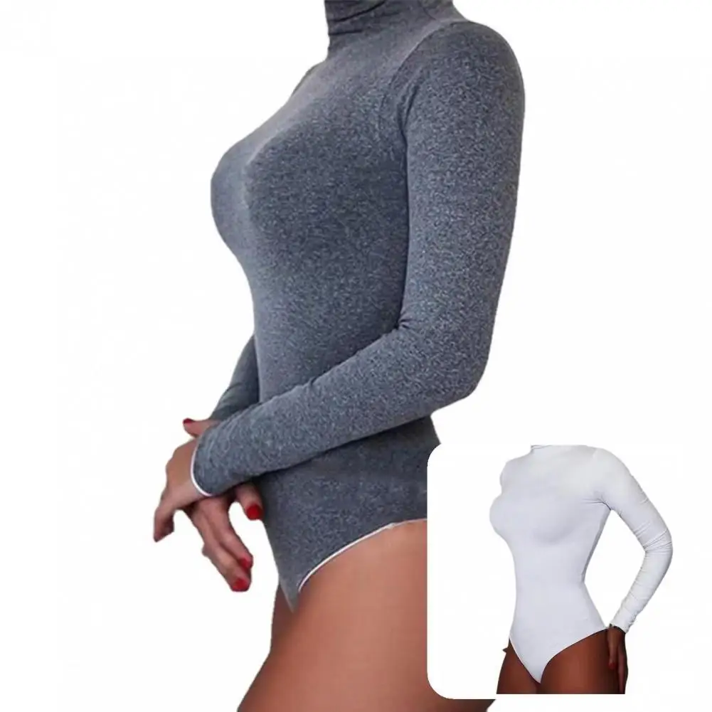 

Casual Bodysuit High Collar Bottoming Sleeping Bodysuit Pure Color Hip Wrap Bodysuit