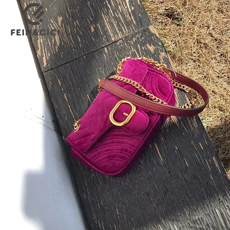 

Designer Velour flap bag women velvet quilted cross body bag luxury brand fashion lady messenger handbag new blue rose red