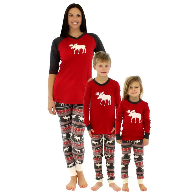 Рождественский пижамный комплект для женщин мужчин родителей и детей одежды сна