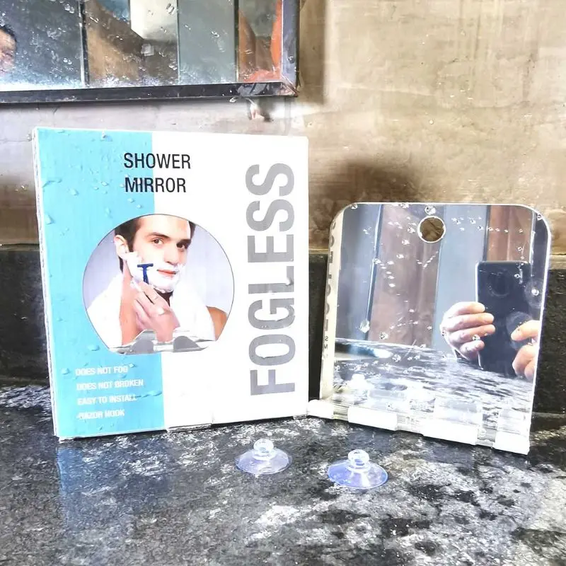 

Portable Bathroom Shower Fog Free Travel Mirror Washroom Shaving Suction Cup