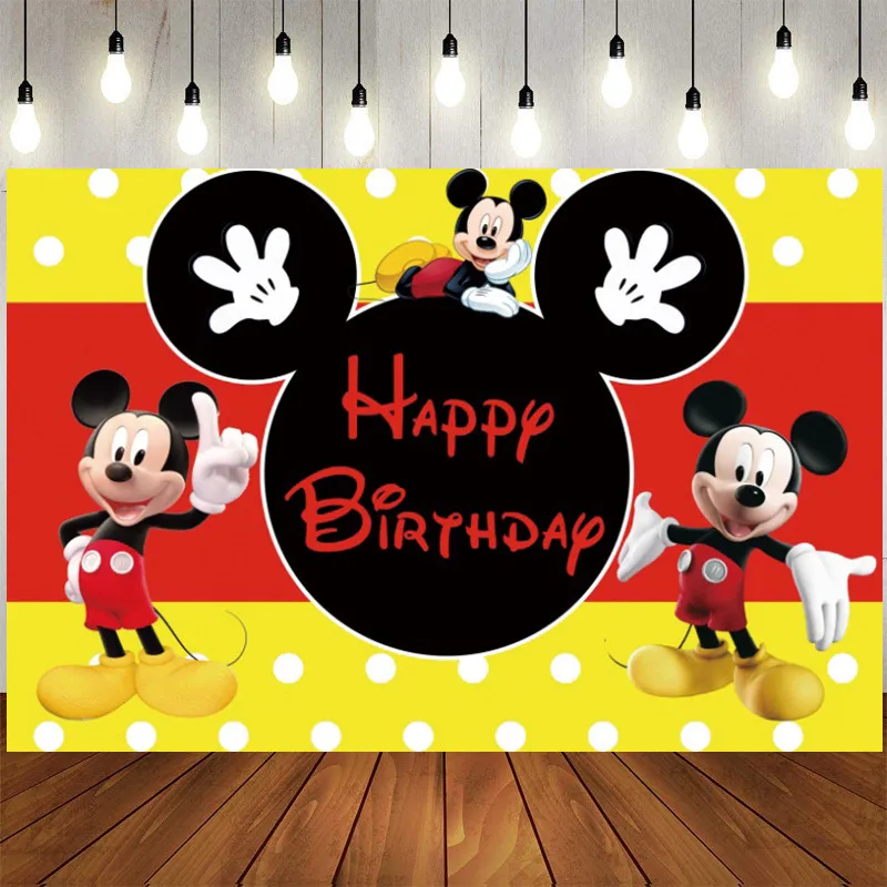 120x80cm Minnie Mickey Mouse Photography Background Vinyl Cloth Photo Shooting Backdrop for Kid Baby Birthday Party Studio |