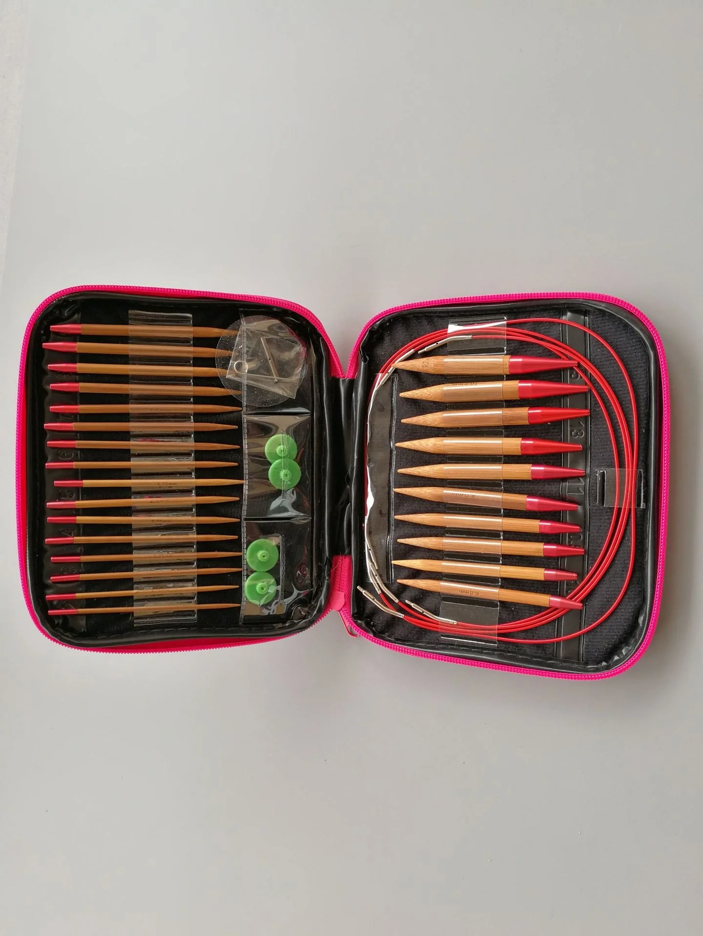 

13 Pairs 2.75-10mmCircular Knitting Needles Set Carbonized Bamboo Interchangeable Circular Weaving Tools Yarn Needle
