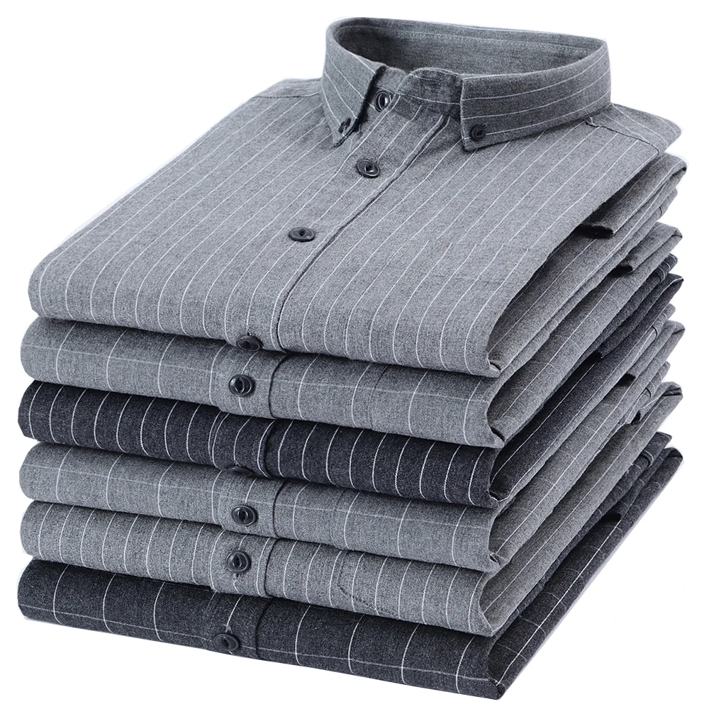 Повседневное Для мужчин рубашки подушки из чистого хлопка в клетку с длинными