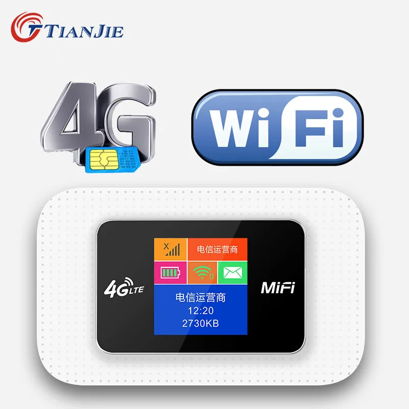 TIANJIE MIFI 3G 4G WIFI Router LTE Pocket High Speed GSM WCDMA Portable Unlocked 150Mbps Car Modem With Sim Card Slot