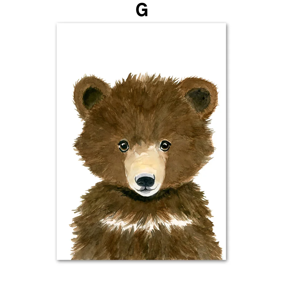 Слон Зебра лиса кролик медведь Сова Жираф настенные художественные