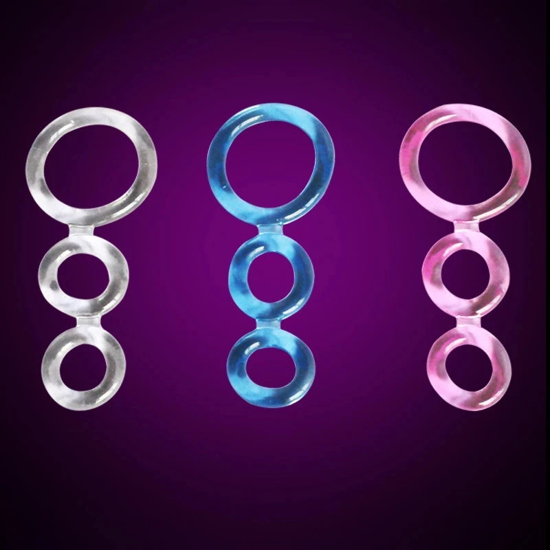 Эластичное кольцо на пенис Тройное силиконовое для задержки эякуляции