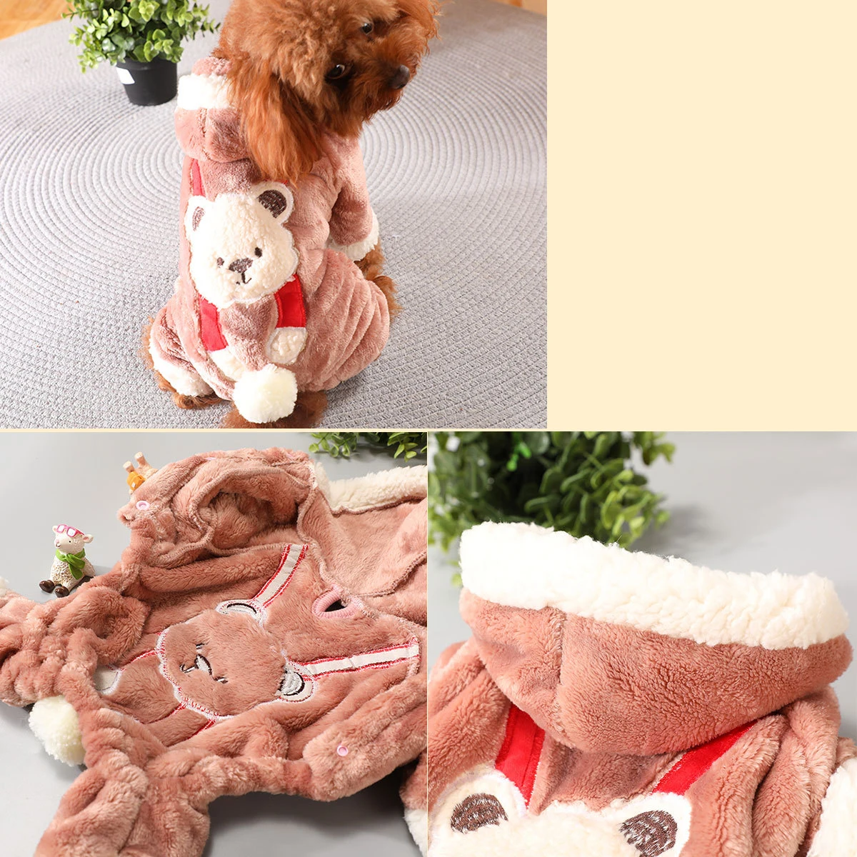 Меховая шапка для собак Комбинезоны зимние с милыми бубонами домашних животных