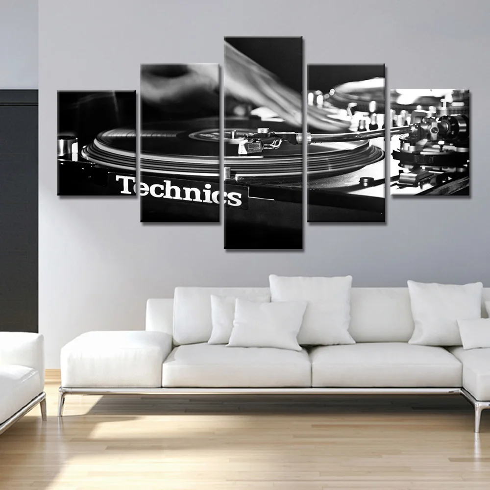 

5 шт. холст картины каркас HD печать картина настенный художественный проигрыватель запись колода музыка постер DJ домашний декор для гостиной
