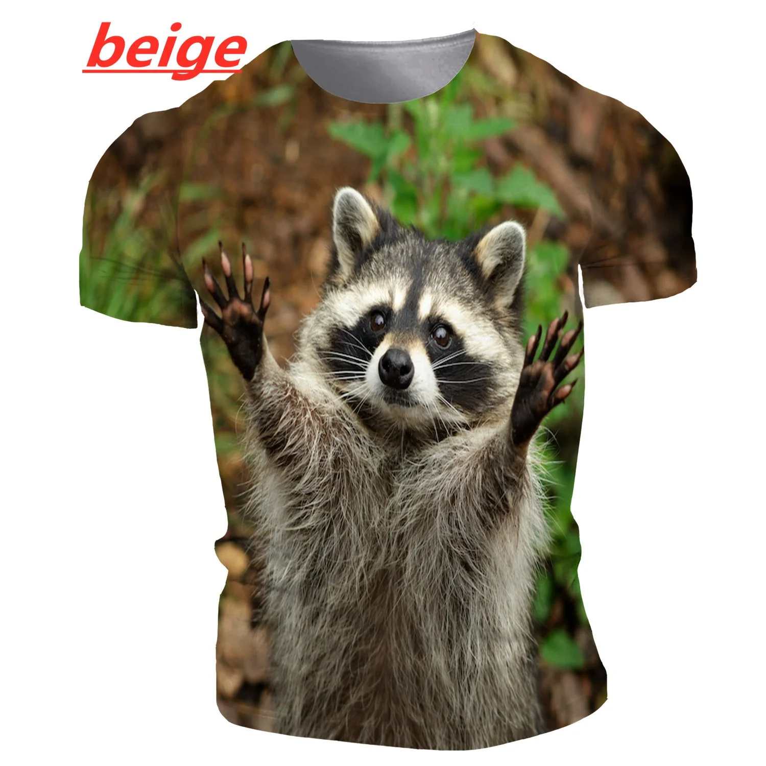 Футболка унисекс с 3D-принтом енота модная тенниска коротким рукавом графическим