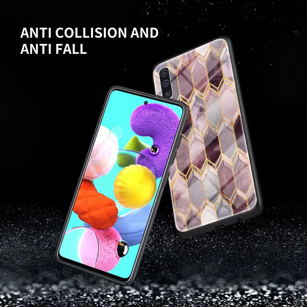 

Rose Pink Bling Cute Glass Case For Samsung Galaxy A51 A71 A50 A70 A52 A31 A21s A30 A91 A41 A52 M51 M31 Fundas Cubrir Capa