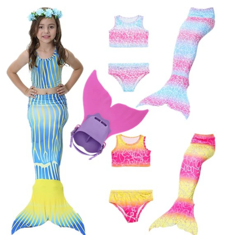 Купальный костюм для девочек Модный комплект бикини с хвостом русалки купальный